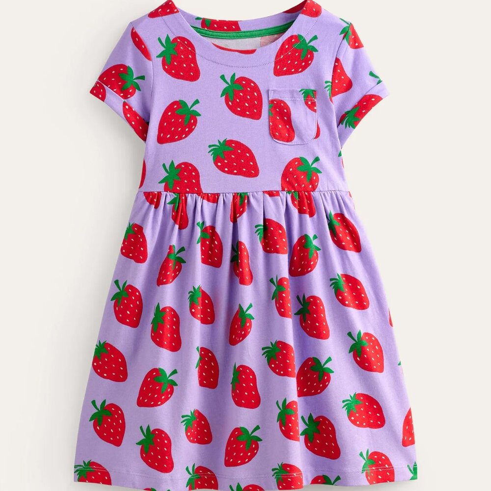 NEW Mini Boden Strawberry Fun Jersey Dress